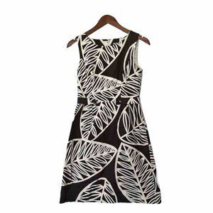 Anthropologie Tabitha Dress Brown Cream Midi Sleeveless Leaves Size 4 Small